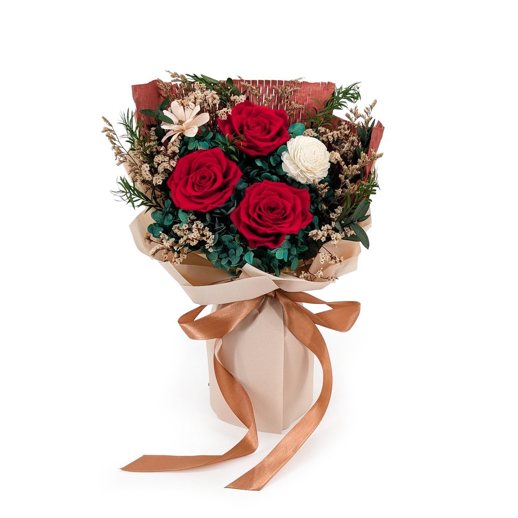 Premium-Blumenstrauß in der Box - EVERGIVE – A Lasting Gesture – Crimson Charm