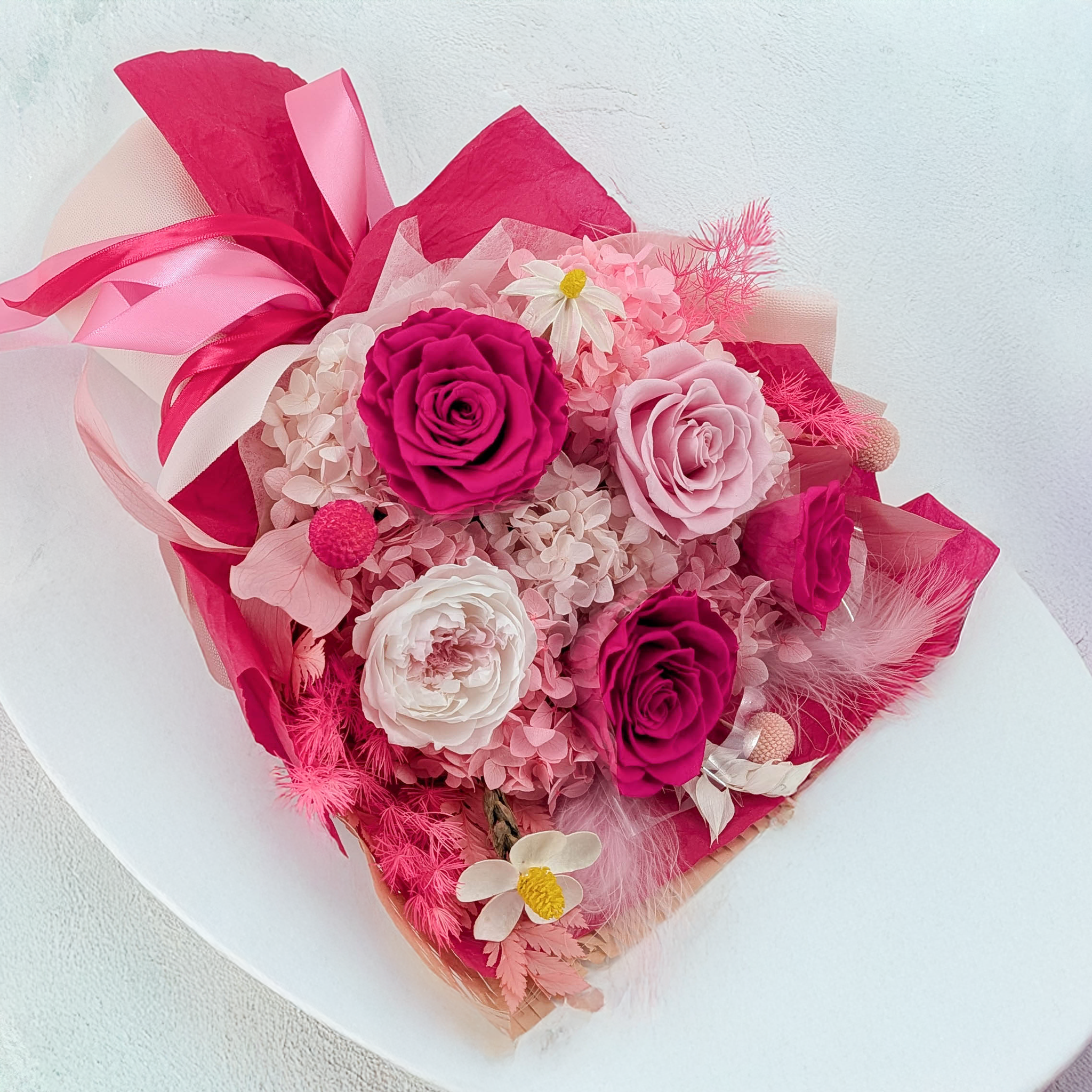 Premium-Blumenstrauß in der Box - EVERGIVE – A Lasting Gesture – Pink Desire