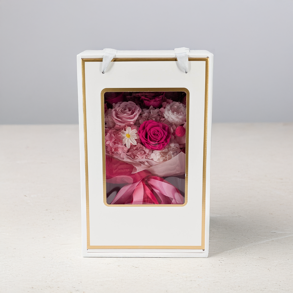 Premium-Blumenstrauß in der Box - EVERGIVE – A Lasting Gesture – Pink Desire