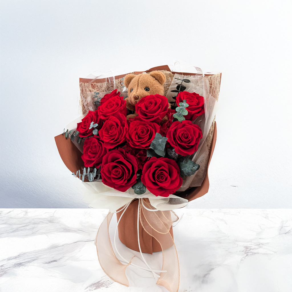 Premium-Blumenstrauß in der Box – EVERGIVE – A Lasting Gesture – Ruby Adore
