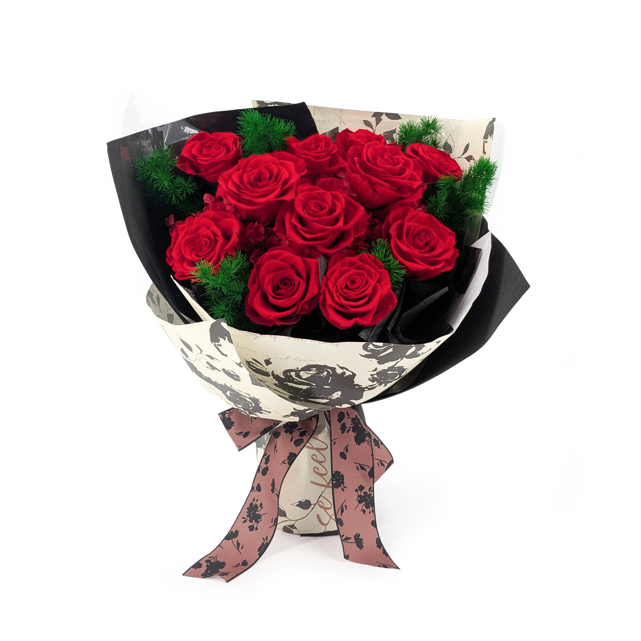 Premium-Blumenstrauß in der Box - EVERGIVE – A Lasting Gesture – Ruby Devotion