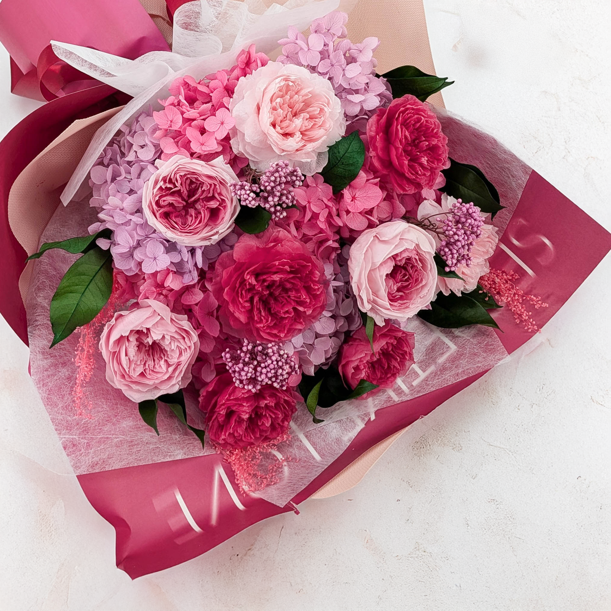 Premium-Blumenstrauß in der Box – EVERGIVE – A Lasting Gesture – Rosé Royal
